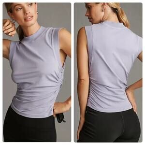 Anthropologie Daily Practice Ruched Mock-Neck Tank in Lavender